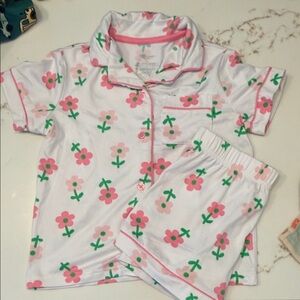 Tahari White Pink Floral Kids Pajama Set